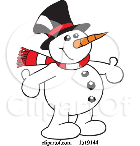 Clipart of a Cartoon Snowman with Open Arms - Royalty Free Vector Illustration by Johnny Sajem