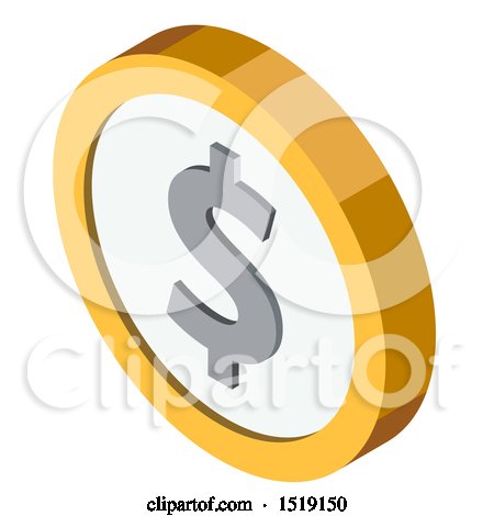 Clipart of a 3d Dollar Coin Icon - Royalty Free Vector Illustration by beboy