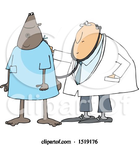 Clipart of a Black Male Patient Getting a Check up at a Clinic - Royalty Free Vector Illustration by djart