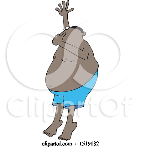 Clipart of a Cartoon Black Man Plugging His Nose and Going Swimming - Royalty Free Vector Illustration by djart