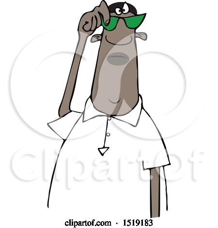 Clipart of a Cartoon Black Man Peering over Sunglasses - Royalty Free Vector Illustration by djart