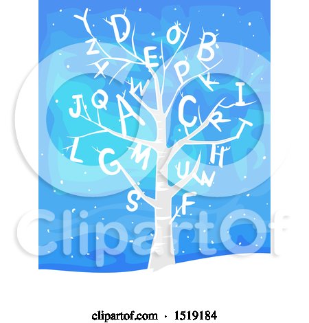 Clipart of a Winter Tree with Alphabet Letters - Royalty Free Vector Illustration by BNP Design Studio