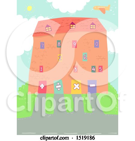 Clipart of a House with Numbers and Math Symbols - Royalty Free Vector Illustration by BNP Design Studio