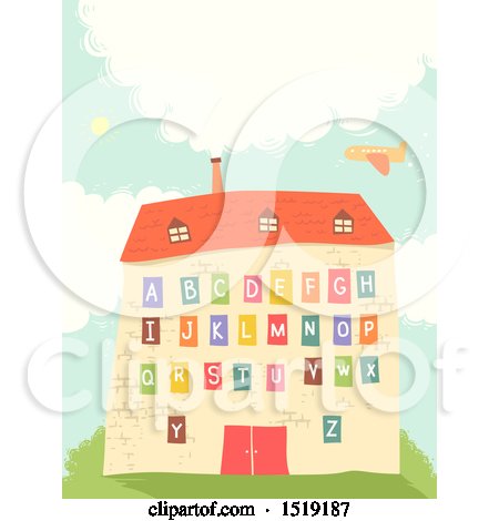 Clipart of a House with Letter Windows - Royalty Free Vector Illustration by BNP Design Studio