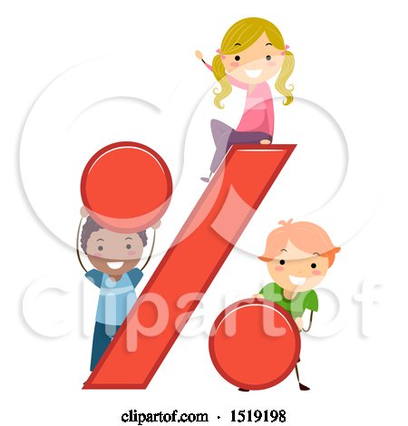 Clipart of a Group of Children Playing with a Percent Symbol - Royalty Free Vector Illustration by BNP Design Studio