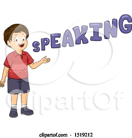 Clipart of a Boy Presenting and Speaking - Royalty Free Vector Illustration by BNP Design Studio