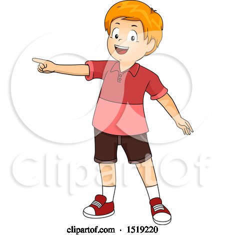 Clipart of a Happy Boy Pointing to the Left - Royalty Free Vector Illustration by BNP Design Studio