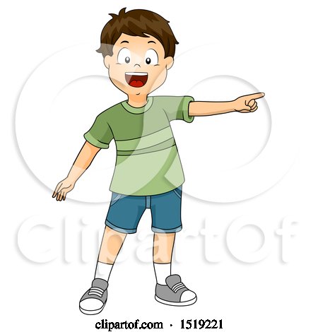 Clipart of a Happy Boy Pointing to the Right - Royalty Free Vector Illustration by BNP Design Studio