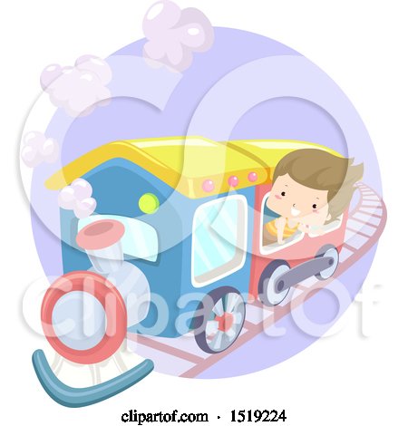 Clipart of a Boy on a Steam Train - Royalty Free Vector Illustration by BNP Design Studio