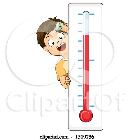 Clipart of a by by a Hot Thermometer - Royalty Free Vector Illustration by BNP Design Studio