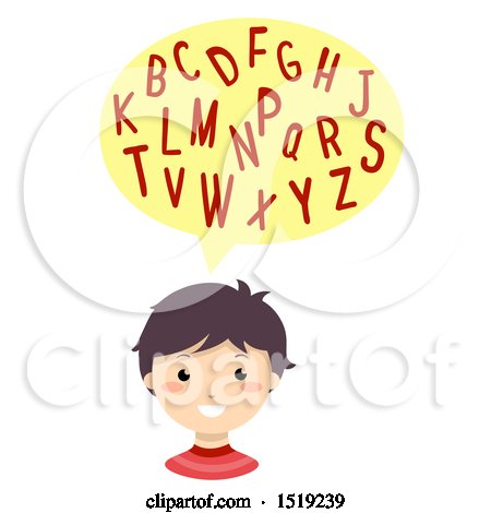 Clipart of a Boy Reciting the Consonants - Royalty Free Vector Illustration by BNP Design Studio