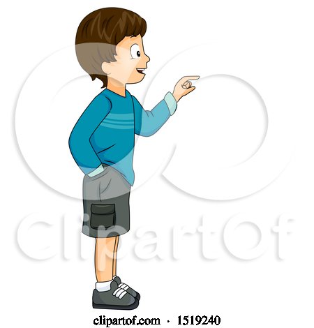 Clipart of a Boy Facing and Pointing to the Right - Royalty Free Vector Illustration by BNP Design Studio
