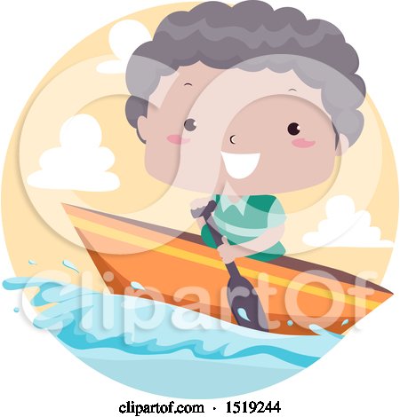 Clipart of a Boy Traveling by Boat - Royalty Free Vector Illustration by BNP Design Studio