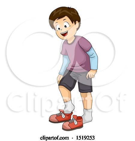 Clipart of a Boy Taking off or Putting on Shoes - Royalty Free Vector Illustration by BNP Design Studio