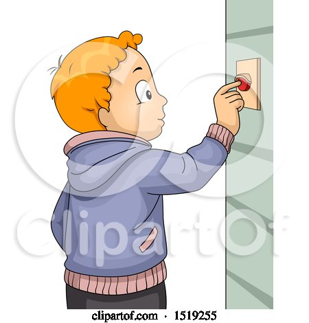 Clipart of a Boy Ringing a Door Bell - Royalty Free Vector Illustration by BNP Design Studio