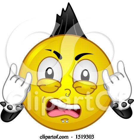 Clipart of a Yellow Smiley Emoji Punk Rocker with a Mohawk - Royalty Free Vector Illustration by BNP Design Studio