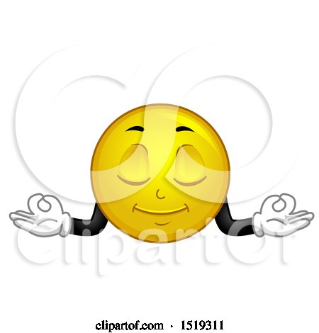 Clipart of a Yellow Smiley Emoji Meditating - Royalty Free Vector Illustration by BNP Design Studio