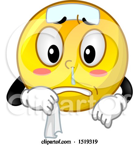 Clipart of a Yellow Smiley Emoji Sick with a Runny Nose - Royalty Free Vector Illustration by BNP Design Studio