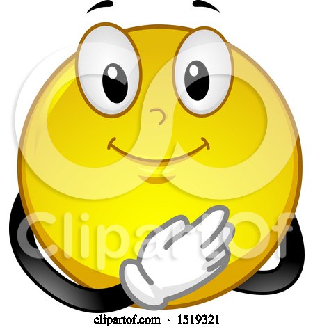 Clipart of a Yellow Smiley Emoji Pledging Allegiance - Royalty Free Vector Illustration by BNP Design Studio