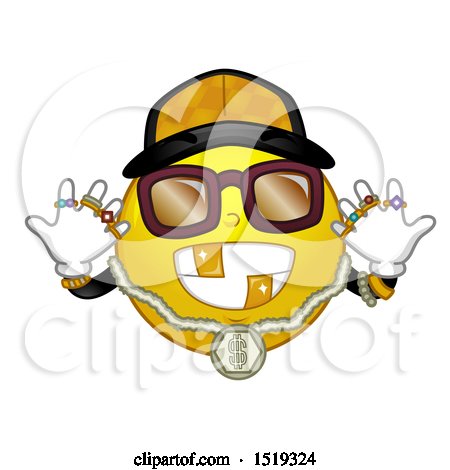 Clipart of a Yellow Smiley Emoji Hip Hop Gangster - Royalty Free Vector Illustration by BNP Design Studio