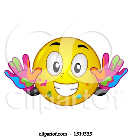 Clipart of a Yellow Smiley Emoji with Colorful Hand Paint - Royalty Free Vector Illustration by BNP Design Studio