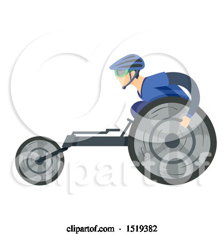 Clipart of a Man Racing in a Wheelchair - Royalty Free Vector Illustration by BNP Design Studio