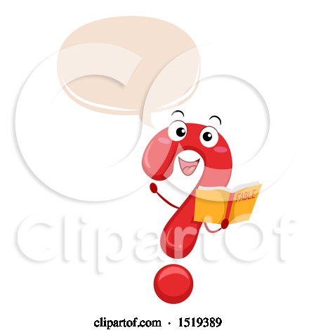 Clipart of a Question Mark Character Holding a Book and Talking - Royalty Free Vector Illustration by BNP Design Studio