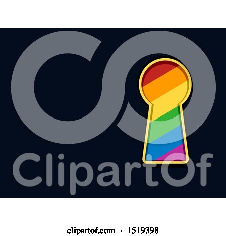 Clipart of a Rainbow Key Hole on Black - Royalty Free Vector Illustration by BNP Design Studio