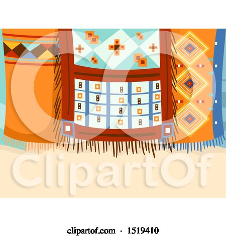 Clipart of Geometric Hanging Moroccan Rugs - Royalty Free Vector Illustration by BNP Design Studio