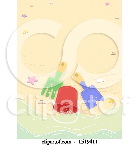Clipart of a Bucket and Beach Toys - Royalty Free Vector Illustration by BNP Design Studio