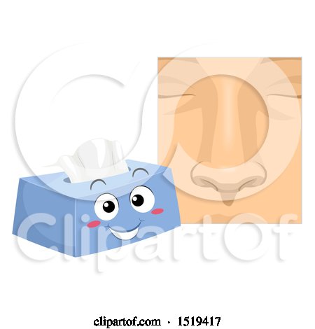 Clipart of a Box of Tissues Mascot by a Nose - Royalty Free Vector Illustration by BNP Design Studio