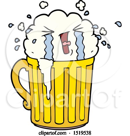 Cartoon Mug of Beer Crying by lineartestpilot
