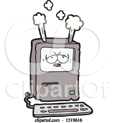 Cartoon Tired Computer Overheating by lineartestpilot