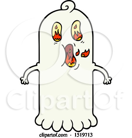 Cartoon Ghost with Flaming Eyes by lineartestpilot