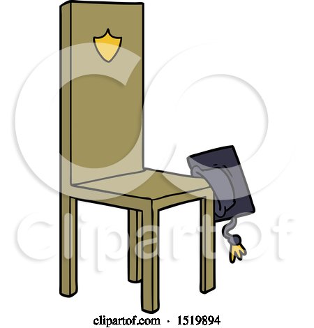 Cartoon Chair with Graduate Cap by lineartestpilot