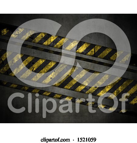 Clipart of a 3d Metal Background with Warning Stripes - Royalty Free Illustration by KJ Pargeter