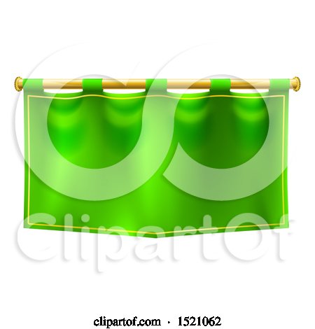 Clipart of a Green Banner Suspended from a Golden Pole - Royalty Free Vector Illustration by AtStockIllustration