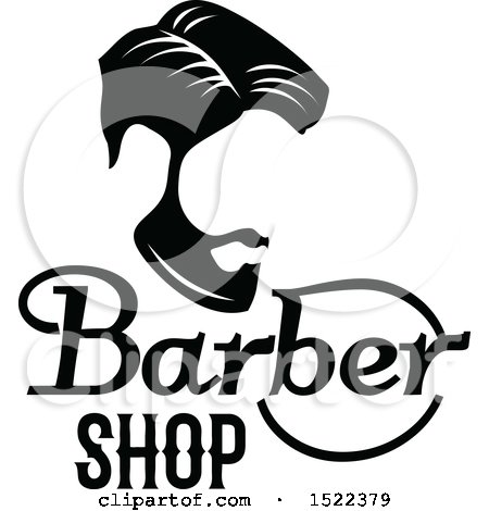 Clipart of a Black and White Barber Shop Design - Royalty Free Vector Illustration by Vector Tradition SM