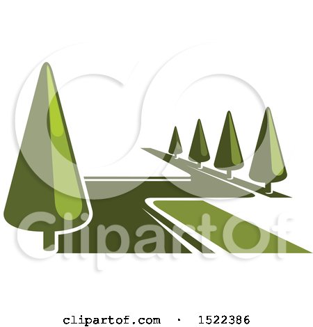 Clipart of a Green Park with Trees - Royalty Free Vector Illustration by Vector Tradition SM