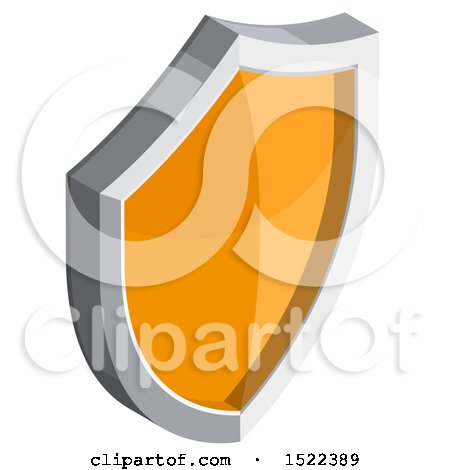Clipart of a 3d Isometric Orange Shield Icon - Royalty Free Vector Illustration by beboy