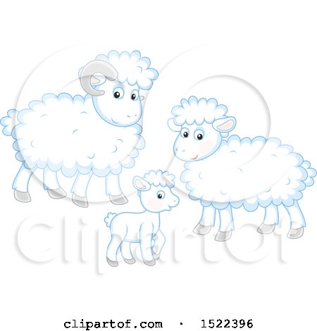 Clipart of a Sheep Family - Royalty Free Vector Illustration by Alex Bannykh