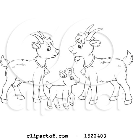 Clipart of a Black and White Goat Family - Royalty Free Vector Illustration by Alex Bannykh