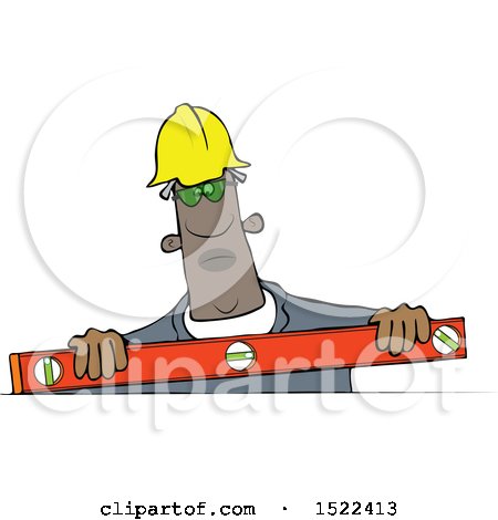 Clipart of a Black Man Using a Level - Royalty Free Vector Illustration by djart