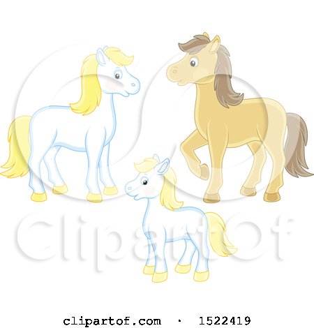 Clipart of a Horse Family - Royalty Free Vector Illustration by Alex Bannykh