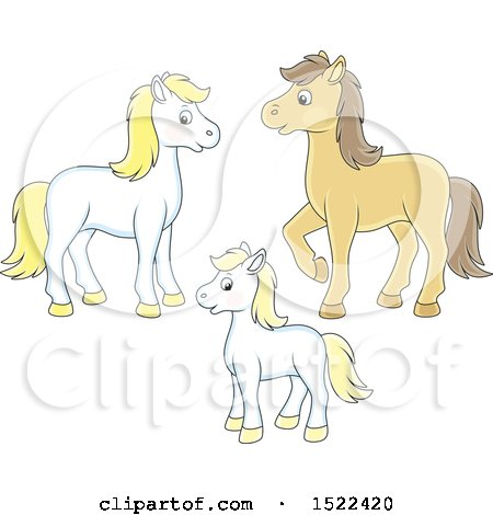 Clipart of a Cute Horse Family - Royalty Free Vector Illustration by Alex Bannykh