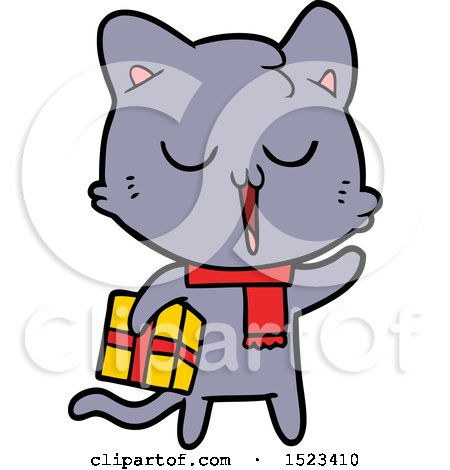 Cartoon Cat with Gift by lineartestpilot