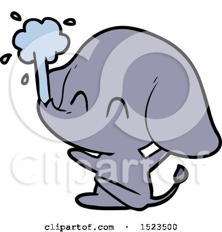 Cute Cartoon Elephant Spouting Water by lineartestpilot