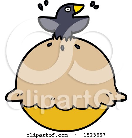 Cartoon Blackbird in a Pie by lineartestpilot