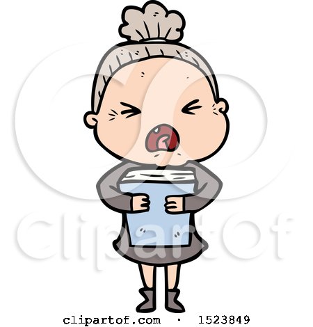 Cartoon Angry Old Woman by lineartestpilot
