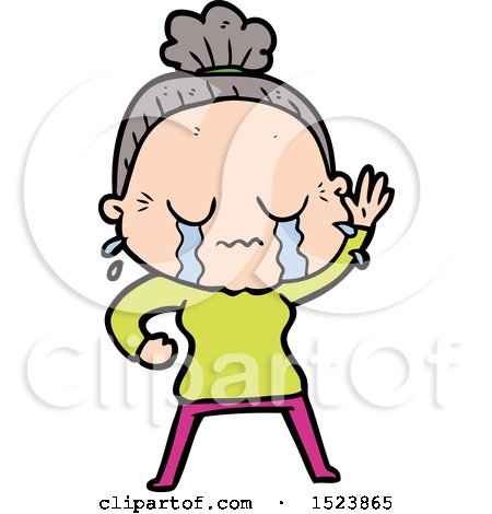 Cartoon Old Woman Crying and Waving by lineartestpilot